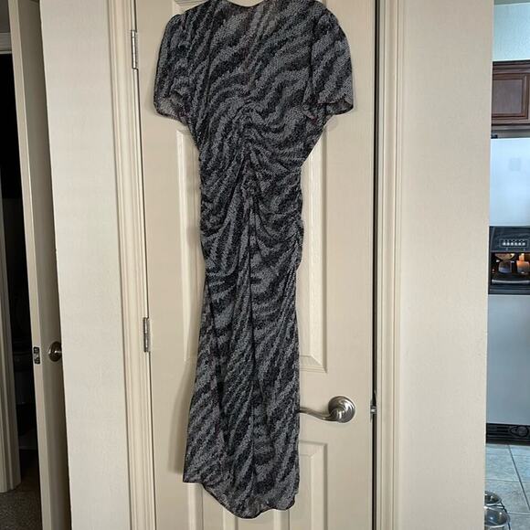 Dress Rag & Bone midi grey - black red printed fabric size 8  sheer fabric - Picture 5 of 11